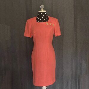 🥰👚💄👠👒👗 PETITE Linen DRESS Vintage art-deco retro Business Work Theater